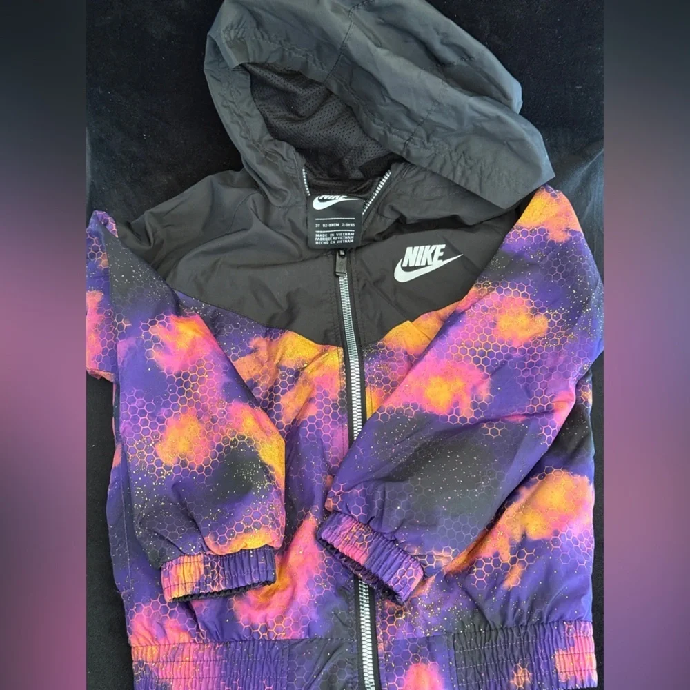Nike Kids Purple, Pink & Orange Hooded Windbreaker Jacket 3T